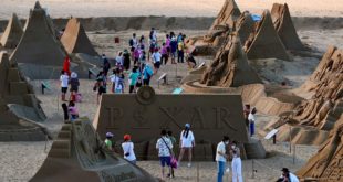 Esculturas de arena basadas en 13 películas de Pixar, la atracción en playa de Taiwán
